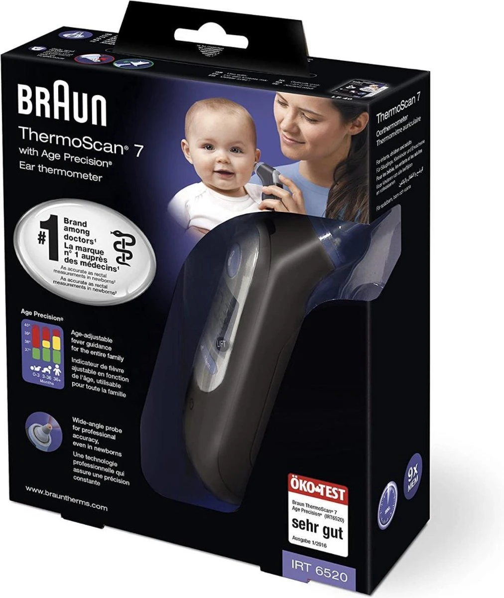 Braun IRT 6520B ThermoScan 7 MNLA - Lichaamsthermometer - Zwart 5 Braun IRT 6520B ThermoScan 7 MNLA - Lichaamsthermometer - Zwart - Afbeelding 3