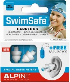 Alpine SwimSafe - Zwem Oordoppen - Voorkomt Oorpijn - Met Filters - Wit - SNR 10 DB - 1 Paar -MEDISANA Shop 1033x1200