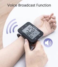 HYLOGY Pols Bloeddrukmeter Hartstichting - Digitaal LCD-scherm - Wrist Blood Pressure Monitor Easy - Manchet 13.5-21 Cm - Spraakuitzending - Zwart -MEDISANA Shop 1040x1200