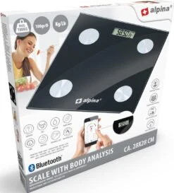 Alpina Slimme Weegschaal - Met Lichaamsanalyse: O.a. Vetpercentage En BMI - Bluetooth - Met App - Zwart -MEDISANA Shop 1087x1200