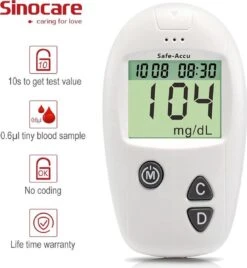 Sinocare - Sinocare Bloedglucosemeter, Safe-Accu Bloedglucosetestkit Met Bloedglucoseteststrips X 50 + Bloedsuikertestlancet X 50 + Diabetische Prikpen Zonder Code - Mg/dL 14 Sinocare - Sinocare Bloedglucosemeter, Safe-Accu Bloedglucosetestkit Met Bloedglucoseteststrips X 50 + Bloedsuikertestlancet X 50 + Diabetische Prikpen Zonder Code - Mg/dL -MEDISANA Shop 1107x1200 2