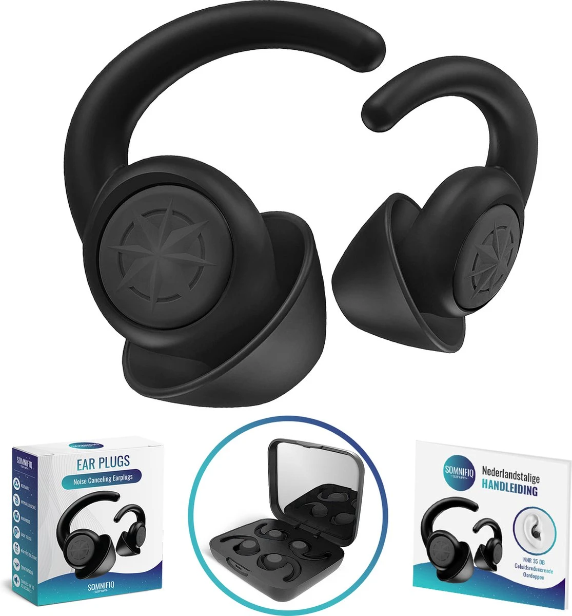 Somnifiq Slaap Oordoppen – Oordopjes Slapen – Anti-Snurk – Earplugs - Gehoorbescherming – Party Plugs - Hoge Geluidsdemping (35dB) - 2 Maten (M/L) - BPA Vrije Siliconen - Zwart 3 Somnifiq Slaap Oordoppen – Oordopjes Slapen – Anti-Snurk – Earplugs - Gehoorbescherming – Party Plugs - Hoge Geluidsdemping (35dB) - 2 Maten (M/L) - BPA Vrije Siliconen - Zwart