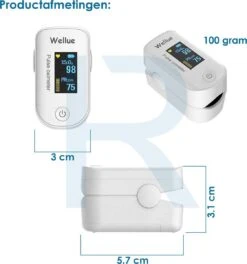 WELLUE Professionele Saturatiemeter Met VIHEALTH-App - Oximeter - Hartslagmeter - Zuurstofmeter Vinger - Pulse Oximeter - Led Scherm - Wit -MEDISANA Shop 1123x1200 1