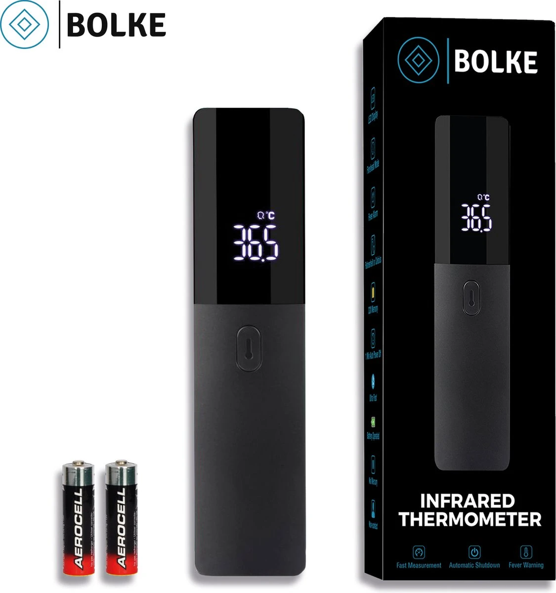 Bolke® - Thermometer - Infrarood Thermometer - Thermometer Lichaam - Thermometer Baby - Thermometer Voorhoofd - Voorhoofd Thermometer 3 Bolke® - Thermometer - Infrarood Thermometer - Thermometer Lichaam - Thermometer Baby - Thermometer Voorhoofd - Voorhoofd Thermometer