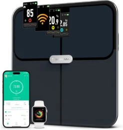 Sacoma Personenweegschaal - Met Interactief Weegplateau - 17x Lichaamsanalyse - Bluetooth En WiFi - Weegschaal Met App - USB Oplaadbaar - Digitaal