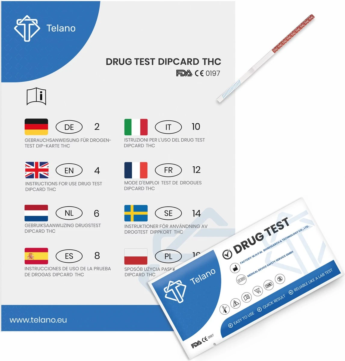 Telano Drugstest 5 Stuks Cannabis THC (Wiet Marihuana) Drugtesten Urine Strips 4 Telano Drugstest 5 Stuks Cannabis THC (Wiet Marihuana) Drugtesten Urine Strips - Afbeelding 2