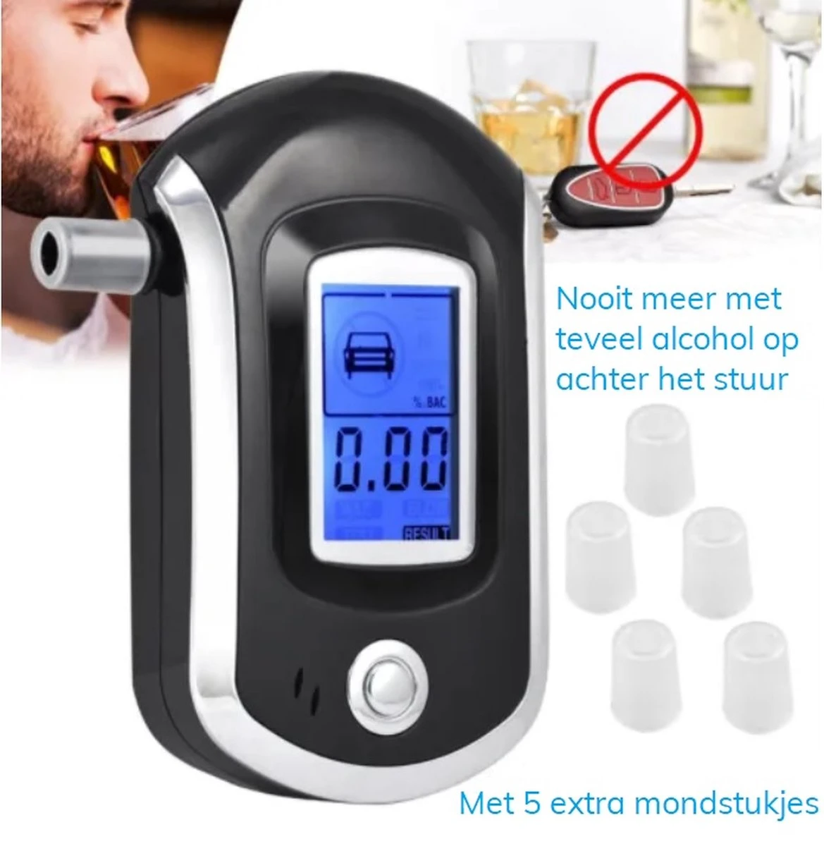 Digitale Alcoholtester Professioneel Met LCD Scherm En Geluidsmelding - Ademanalyse Test 5 Digitale Alcoholtester Professioneel Met LCD Scherm En Geluidsmelding - Ademanalyse Test - Afbeelding 3