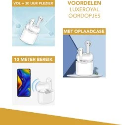 LuxeRoyal Draadloze Oordopjes - Wit - Wireless Earbuds - Bluetooth Oordopjes - Draadloze Oortjes -MEDISANA Shop 1172x1200 2