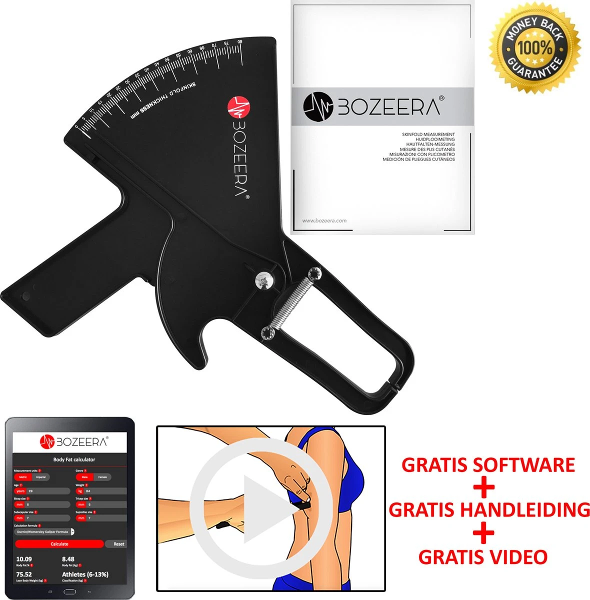 BOZEERA Huidplooimeter PRO - Vetmeter PRO - Vetpercentagemeter PRO - Inclusief Software Video Uitleg En Nederlandse Handleiding 7 BOZEERA Huidplooimeter PRO - Vetmeter PRO - Vetpercentagemeter PRO - Inclusief Software Video Uitleg En Nederlandse Handleiding - Afbeelding 5
