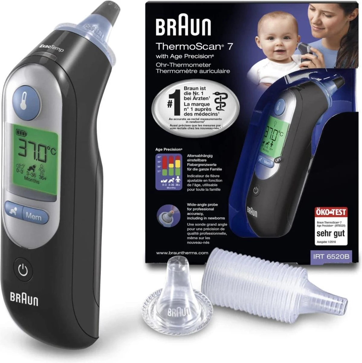 Braun IRT 6520B ThermoScan 7 MNLA - Lichaamsthermometer - Zwart 3 Braun IRT 6520B ThermoScan 7 MNLA - Lichaamsthermometer - Zwart