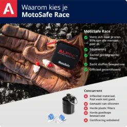 Alpine Motosafe Tour - Motor Oordoppen - Gehoorbescherming Tour - Wit - 1 Set - 17dB -MEDISANA Shop 1199x1200