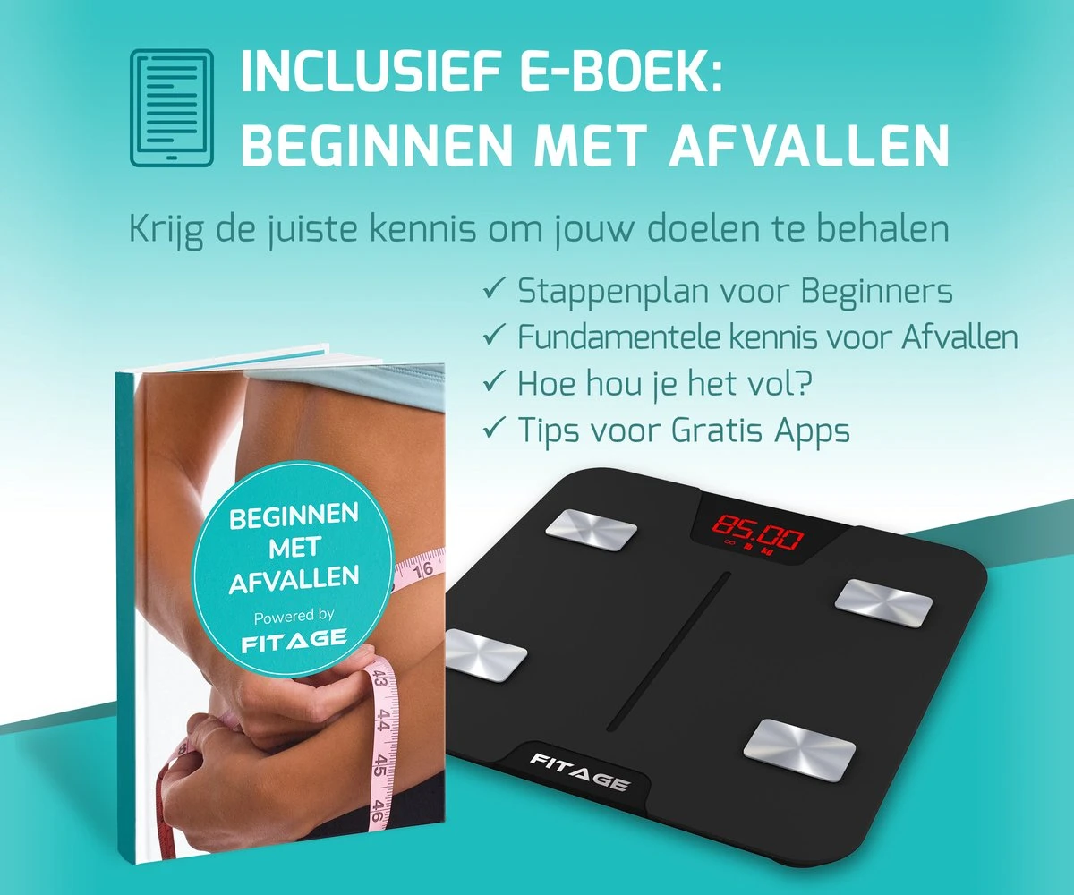 FITAGE Personenweegschaal - Weegschaal Met 17x Lichaamsanalyse - Vetpercentagemeter - FITAGE App 7 FITAGE Personenweegschaal - Weegschaal Met 17x Lichaamsanalyse - Vetpercentagemeter - FITAGE App - Afbeelding 5