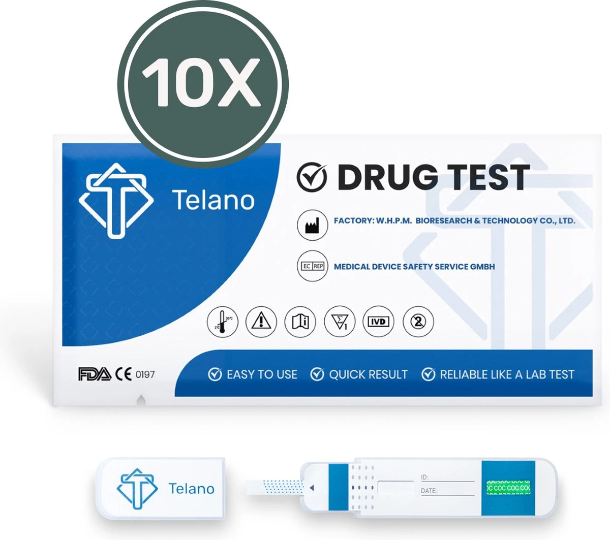 Telano Drugstest Cocaïne Dipcard - Drugtesten Urine COC - 10 Stuks 3 Telano Drugstest Cocaïne Dipcard - Drugtesten Urine COC - 10 Stuks