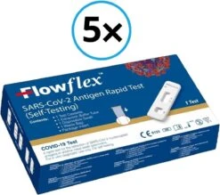 FlowFlex Zelftest - Covid-19 - 5 Stuks - Verpakt Per 1 Stuk - Corona Zelftest - Corona Covid Sneltest (SARS, RIVM Goedgekeurd)