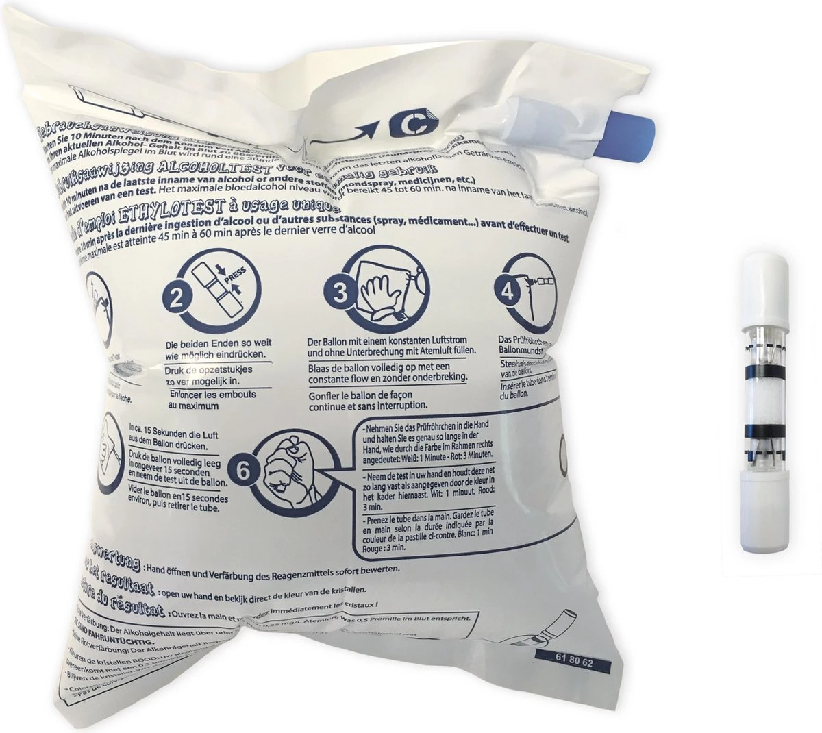 Alcoholtester Eenmalig | 4 Stuks | NF Keurmerk | Chroomvrij | Geschikt Voor Frankrijk | 100% Betrouwbaar 4 Alcoholtester Eenmalig | 4 Stuks | NF Keurmerk | Chroomvrij | Geschikt Voor Frankrijk | 100% Betrouwbaar - Afbeelding 2