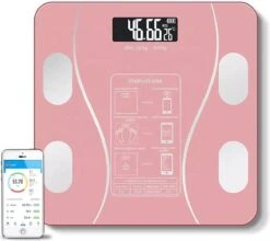 Merkloos Digitale Smart Weegschaal - Personenweegschaal - Met Lichaamsanalyse - USB Oplaadbaar - Met App - Roze