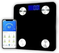 Swiss Homes® | Slimme Weegschaal Met Gratis App | Digitale Bluetooth Personenweegschaal Met Lichaamsanalyse| Tot 180Kg| BMI, Vetpercentage, Spiermassa, Visceraal Vet Etc. | Zwart -MEDISANA Shop 1200x1084 1