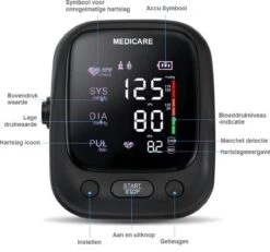 Medicare Bloeddrukmeter Bovenarm Met Spraakfunctie - Groot LED Scherm - Draagband - Zwart 13 Medicare Bloeddrukmeter Bovenarm Met Spraakfunctie - Groot LED Scherm - Draagband - Zwart -MEDISANA Shop 1200x1123 5
