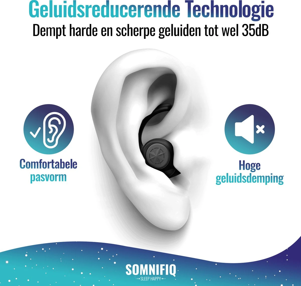 Somnifiq Slaap Oordoppen – Oordopjes Slapen – Anti-Snurk – Earplugs - Gehoorbescherming – Party Plugs - Hoge Geluidsdemping (35dB) - 2 Maten (M/L) - BPA Vrije Siliconen - Zwart 4 Somnifiq Slaap Oordoppen – Oordopjes Slapen – Anti-Snurk – Earplugs - Gehoorbescherming – Party Plugs - Hoge Geluidsdemping (35dB) - 2 Maten (M/L) - BPA Vrije Siliconen - Zwart - Afbeelding 2