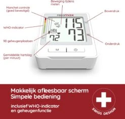 Rossmax Z1 - Bloeddrukmeter Bovenarm Hartstichting - Klinisch Gevalideerd - Hartslagmeter - Onregelmatige Hartslag - Geheugen 90 Metingen - Gemiddelde 3 Metingen - Bewegingsdetectie - Incl. Opbergzak En Batterijen - Manchet 22 - 40 Cm -MEDISANA Shop 1200x1144 3