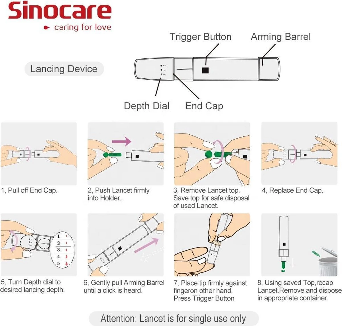 Sinocare - Sinocare Bloedglucosemeter, Safe-Accu Bloedglucosetestkit Met Bloedglucoseteststrips X 50 + Bloedsuikertestlancet X 50 + Diabetische Prikpen Zonder Code - Mg/dL 4 Sinocare - Sinocare Bloedglucosemeter, Safe-Accu Bloedglucosetestkit Met Bloedglucoseteststrips X 50 + Bloedsuikertestlancet X 50 + Diabetische Prikpen Zonder Code - Mg/dL - Afbeelding 2