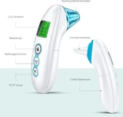 Bintoi® X100 - Digitale Oorthermometer - Infrarood Thermometer Voorhoofd - Temperatuurmeter - Koortsthermometer Voor Volwassenen En Baby's - Digitale Thermometer Lichaam - Instant Meting In 1 Seconde - Incl. Batterijen -MEDISANA Shop 1200x1146 3