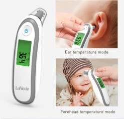 LaNicole®-Infrarood- Oor-voorhoofd-thermometer-Grijs Kleur-Koortsthermometer-kinderen-baby- Volwassen
