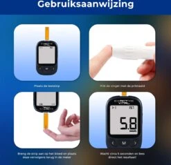 Exactive Vital Glucosemeter Startpakket XL – Bloedsuikermeter – Diabetes Meter – Glucose Monitor – Glucosemeter - Donkerblauw - 60 Teststrips - 60 Lancetten -MEDISANA Shop 1200x1159 3