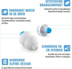 Alpine SwimSafe - Zwem Oordoppen - Voorkomt Oorpijn - Met Filters - Wit - SNR 10 DB - 1 Paar -MEDISANA Shop 1200x1160 4