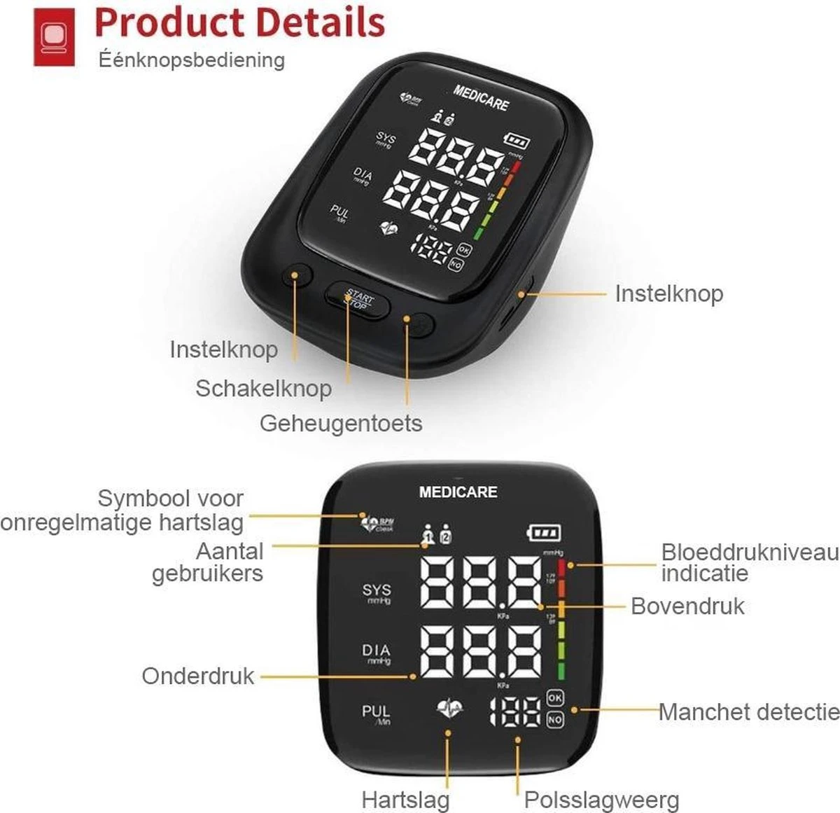 Medicare Bloeddrukmeter Bovenarm Met Spraakfunctie - Groot LED Scherm - Draagband - Zwart 6 Medicare Bloeddrukmeter Bovenarm Met Spraakfunctie - Groot LED Scherm - Draagband - Zwart - Afbeelding 4