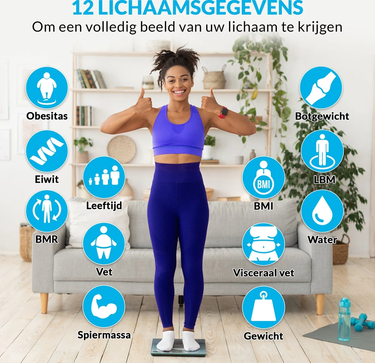 MM Brands Personen Weegschaal - Digitale Slimme Weegschaal Met Lichaamsanalyse - Inclusief App 6 MM Brands Personen Weegschaal - Digitale Slimme Weegschaal Met Lichaamsanalyse - Inclusief App - Afbeelding 4