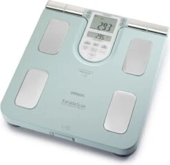 OMRON BF511 Slimme Weegschaal Met Lichaamsanalyze En Vetpercentage 8 Sensoren Voor Beide Handen En Voeten Voor Volledige Bio-Elektrische Impedantie Analyze (BIA) - Smart Personenweegschaal Digitaal - Smart Scale - Klinisch Gevalideerd – Turquoise -MEDISANA Shop 1200x1164