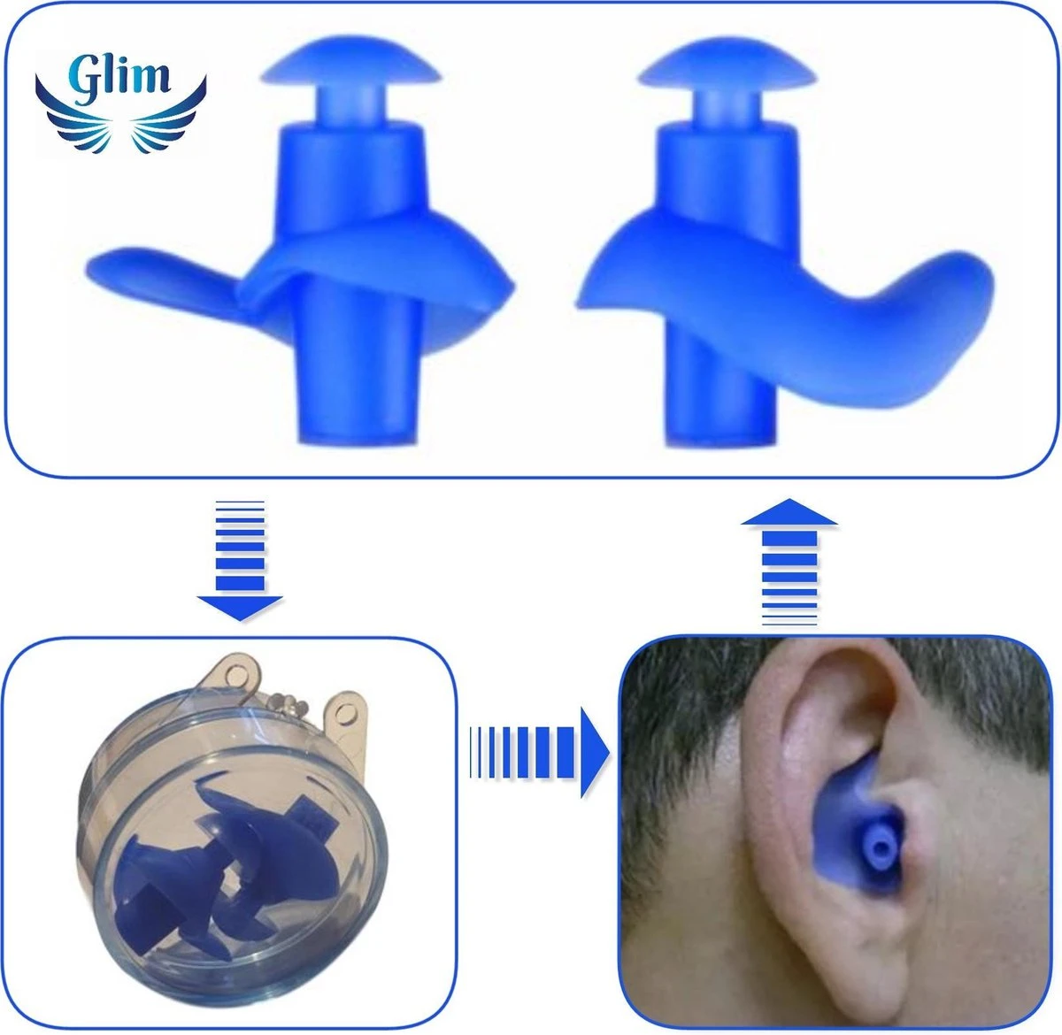 Glim® Premium Siliconen Oordoppen - Herbruikbaar - Zwem Oordopjes - Gehoorbescherming -geluidsoverlast - Waterdicht Zwemmen - Blauw - Inclusief Luxe Opbergdoosje 5 Glim® Premium Siliconen Oordoppen - Herbruikbaar - Zwem Oordopjes - Gehoorbescherming -geluidsoverlast - Waterdicht Zwemmen - Blauw - Inclusief Luxe Opbergdoosje - Afbeelding 3