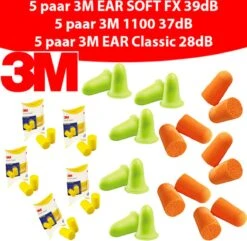 3M Slaapassorti 15 Paar Oordoppen 3M 1100 - EarSoftFX - EarClassic - Slapen