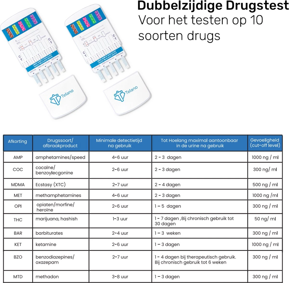 Telano Multidrugstest 10 - Urine Drugstest Test Op 10 Soorten Drugs - 1 Stuks 10 Telano Multidrugstest 10 - Urine Drugstest Test Op 10 Soorten Drugs - 1 Stuks - Afbeelding 8