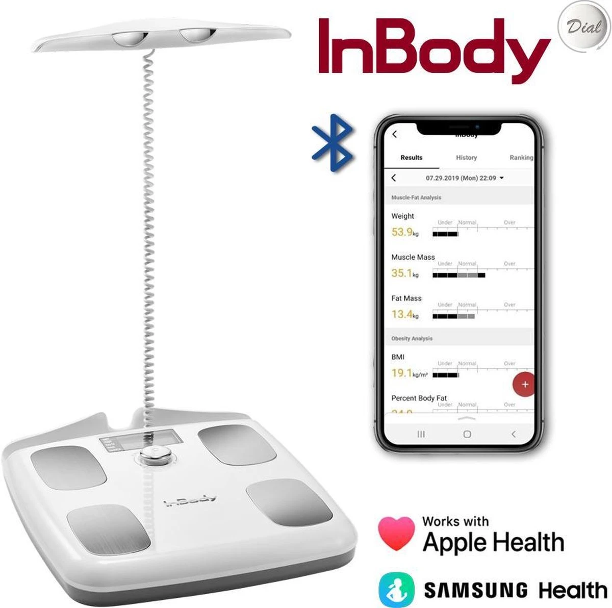 InBody Dial H20B - Smart Weegschaal Met Vet/spier Meting - Lichaamsanalyse - Bluetooth & App (Soft White) 3 InBody Dial H20B - Smart Weegschaal Met Vet/spier Meting - Lichaamsanalyse - Bluetooth & App (Soft White)