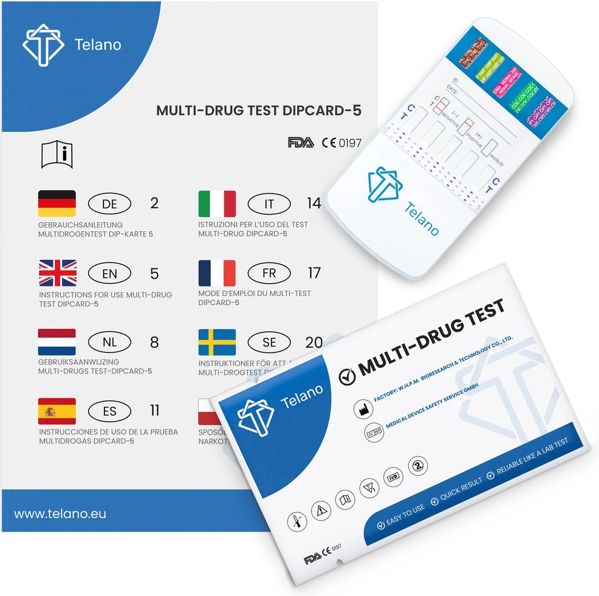 Telano Multidrugstest 5 - Urine Drugstest Test Op 5 Soorten Drugs - Cocaine Cannabis Amphetaminen Ecstasy Heroïne - 1 Stuk 4 Telano Multidrugstest 5 - Urine Drugstest Test Op 5 Soorten Drugs - Cocaine Cannabis Amphetaminen Ecstasy Heroïne - 1 Stuk - Afbeelding 2