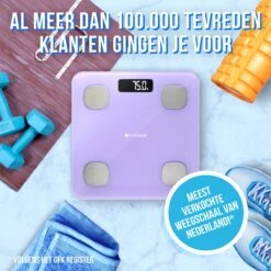 Silvergear® Bluetooth Personenweegschaal - Met Zeer Volledige Lichaamsanalyse Met Vetpercentage – Inclusief Analyse App – Lavendel Paars -MEDISANA Shop 1200x1198 12