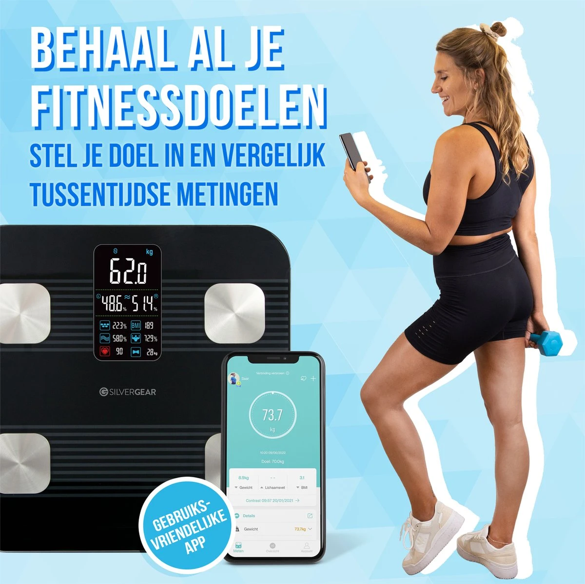 Silvergear® Premium Weegschaal - Weegschaal Personenweegschaal - Weegschaal Met Lichaamsanalyse - 18 Metingen – Slimme Weegschaal - Zwart 7 Silvergear® Premium Weegschaal - Weegschaal Personenweegschaal - Weegschaal Met Lichaamsanalyse - 18 Metingen – Slimme Weegschaal - Zwart - Afbeelding 5