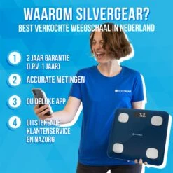 Silvergear® Bluetooth Personenweegschaal - Met Zeer Volledige Lichaamsanalyse Met Vetpercentage – Inclusief Analyse App – Midnight Blue 17 Silvergear® Bluetooth Personenweegschaal - Met Zeer Volledige Lichaamsanalyse Met Vetpercentage – Inclusief Analyse App – Midnight Blue -MEDISANA Shop 1200x1198 23