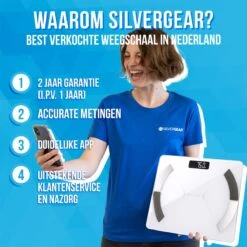 Silvergear Bluetooth Personenweegschaal - Met Zeer Volledige Lichaamsanalyse Met Vetpercentage – Inclusief Analyse App – Wit -MEDISANA Shop 1200x1198 33