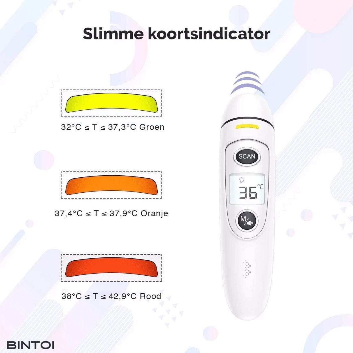 Bintoi® Thermometer Voorhoofd - Temperatuurmeter - Koortsthermometer Voor Volwassenen En Baby's - Infrarood Thermometer Lichaam - Digitale Voorhoofd Thermometer 4 Bintoi® Thermometer Voorhoofd - Temperatuurmeter - Koortsthermometer Voor Volwassenen En Baby's - Infrarood Thermometer Lichaam - Digitale Voorhoofd Thermometer - Afbeelding 2