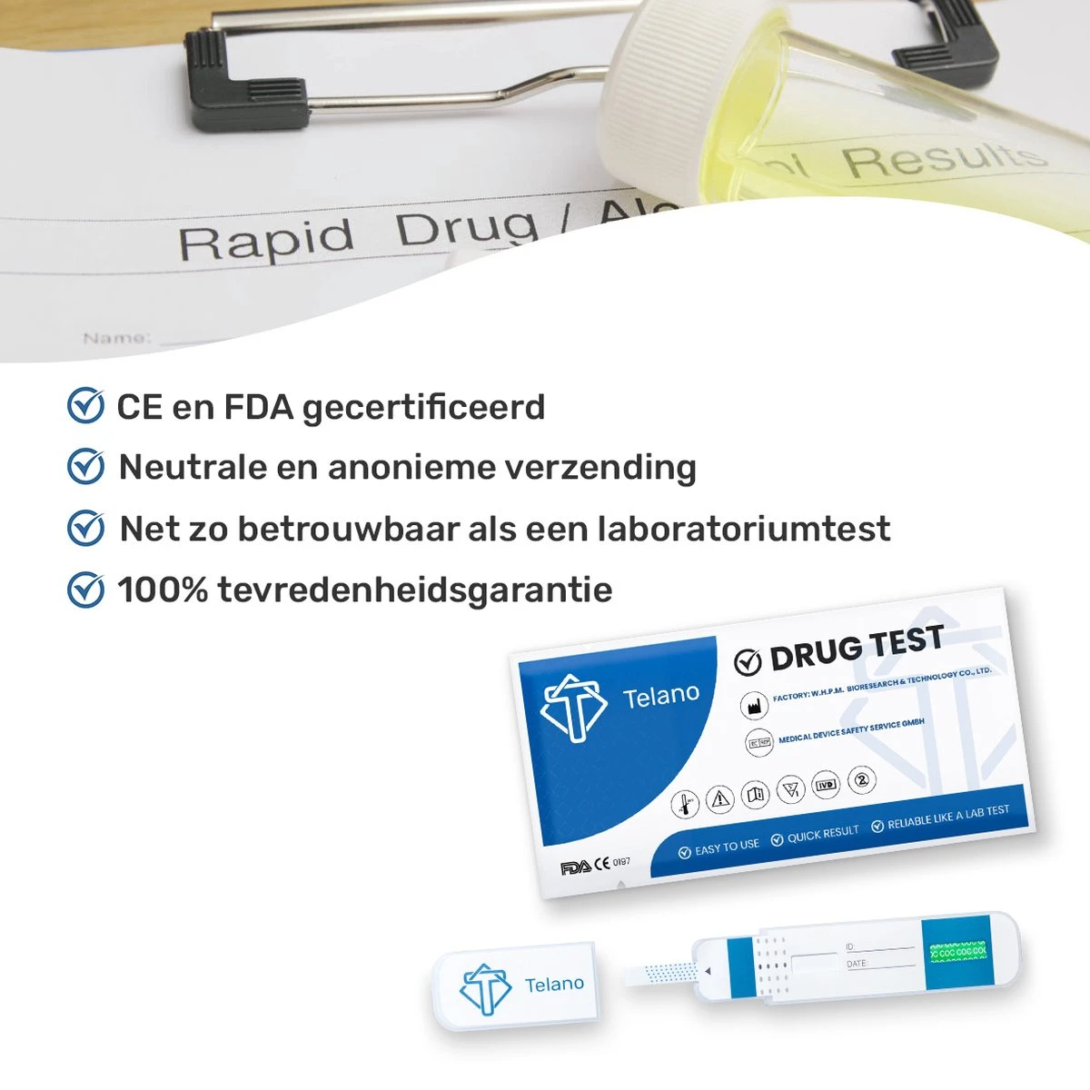 Telano Drugstest Cocaïne Dipcard - Drugtesten Urine COC - 10 Stuks 6 Telano Drugstest Cocaïne Dipcard - Drugtesten Urine COC - 10 Stuks - Afbeelding 4