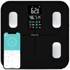 LifeGoods Personenweegschaal - Lichaamsanalyse & Vetpercentage - Digitaal - 15 Metingen - Zwart