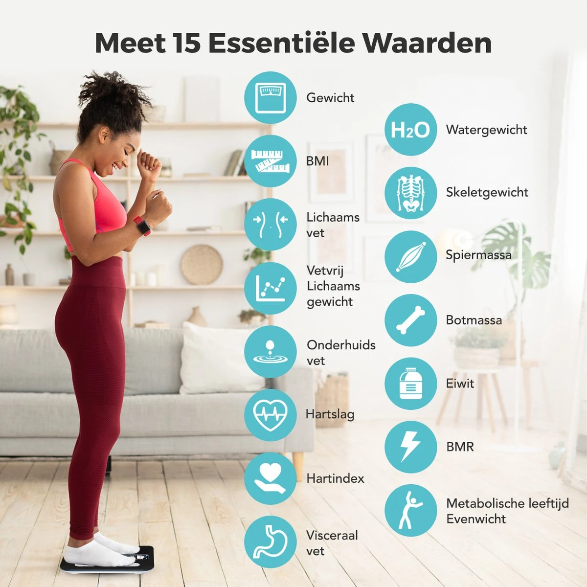 LifeGoods Personenweegschaal - Lichaamsanalyse & Vetpercentage - Digitaal - 15 Metingen - Zwart 4 LifeGoods Personenweegschaal - Lichaamsanalyse & Vetpercentage - Digitaal - 15 Metingen - Zwart - Afbeelding 2