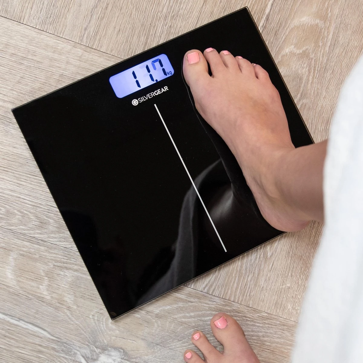 Silvergear® Personenweegschaal Digitaal - Weegschaal - Makkelijk Op Te Bergen - Verlicht LCD Scherm - Zwart 7 Silvergear® Personenweegschaal Digitaal - Weegschaal - Makkelijk Op Te Bergen - Verlicht LCD Scherm - Zwart - Afbeelding 5