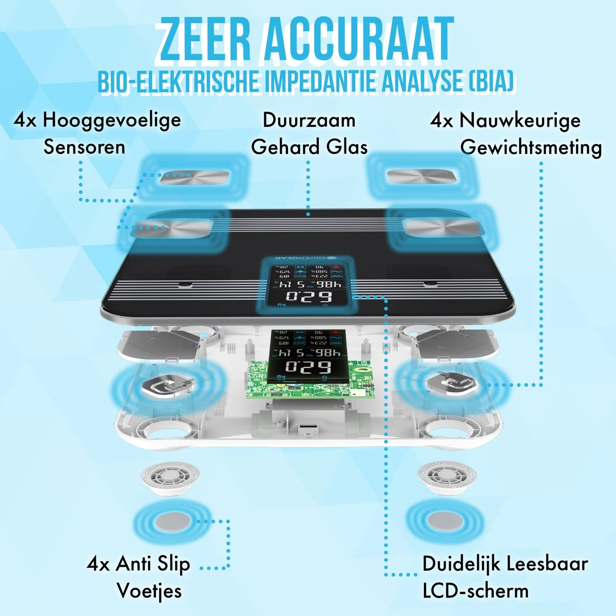 Silvergear® Premium Weegschaal - Weegschaal Personenweegschaal - Weegschaal Met Lichaamsanalyse - 18 Metingen – Slimme Weegschaal - Zwart 15 Silvergear® Premium Weegschaal - Weegschaal Personenweegschaal - Weegschaal Met Lichaamsanalyse - 18 Metingen – Slimme Weegschaal - Zwart - Afbeelding 13