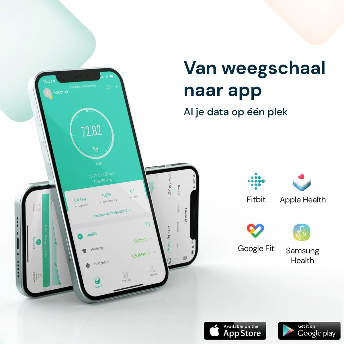 Sacoma Slimme Weegschaal - 13x Lichaamsanalyse - Vetpercentage - Personenweegschaal Met App - Digitaal 4 Sacoma Slimme Weegschaal - 13x Lichaamsanalyse - Vetpercentage - Personenweegschaal Met App - Digitaal - Afbeelding 2