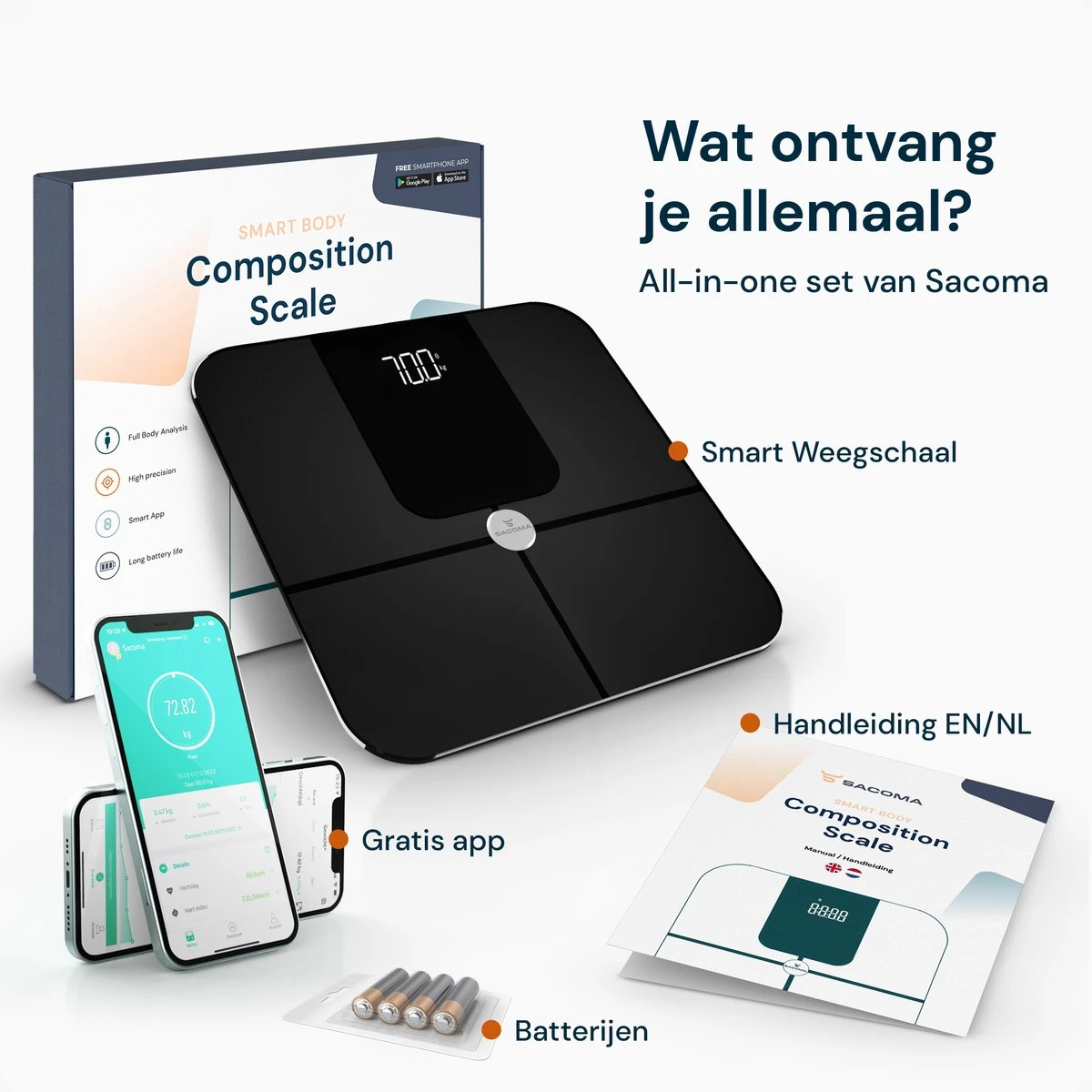 Sacoma Slimme Weegschaal - 13x Lichaamsanalyse - Vetpercentage - Personenweegschaal Met App - Digitaal 10 Sacoma Slimme Weegschaal - 13x Lichaamsanalyse - Vetpercentage - Personenweegschaal Met App - Digitaal - Afbeelding 8