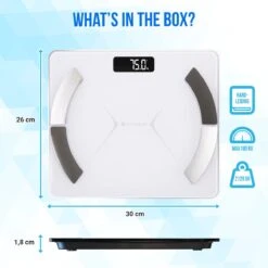 Silvergear Bluetooth Personenweegschaal - Met Zeer Volledige Lichaamsanalyse Met Vetpercentage – Inclusief Analyse App – Wit -MEDISANA Shop 1200x1200 261